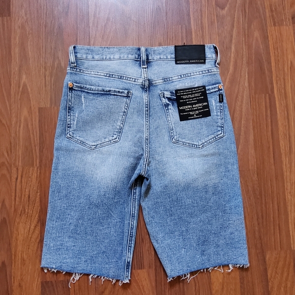 Modern American La Brea Short Long Berbuda Jean Shorts Size 26 New - Picture 3 of 6